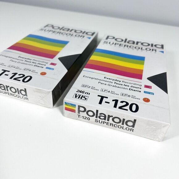 Lot of 2 Polaroid Blank VHS Tapes New Sealed! Standard Grade T-120 6 Hours New - Picture 2 of 6